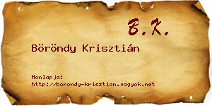 Böröndy Krisztián névjegykártya
